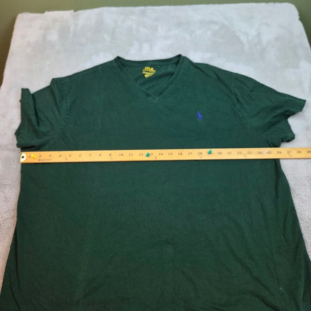 Polo Ralph Lauren V-Neck T-Shirt Mens XXL Short Sleeve Pony Logo Forest Green